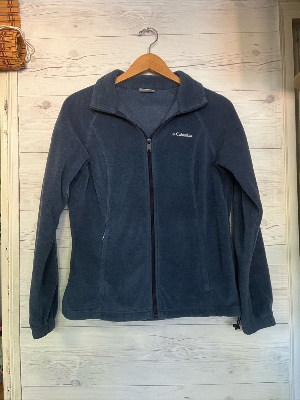 Columbia Benton Springs Full Zip Fleece Jacket Pockets Blue Women’s Size Medium